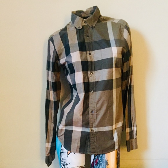 SOLD-BURBERRY BRIT EXPLODED CHECK BUTTON DOWN - Picture 7 of 8